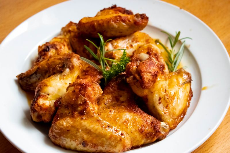 Garlic Parmesan wings golden and crispy